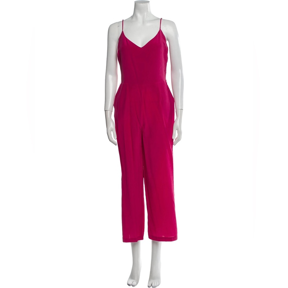 L'AGENCE Fuchsia Spaghetti-Strap V-Neck Jumpsuit